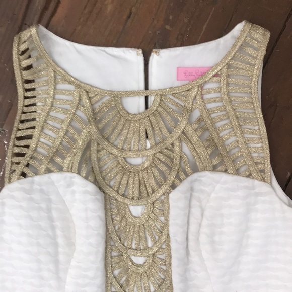 White & Gold Tana Shift Dress - Picture 2 of 8